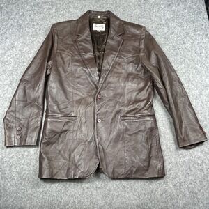 Vintage‎ Scully Leather Blazer Jacket Mens 40 Brown Western Notch Lapel